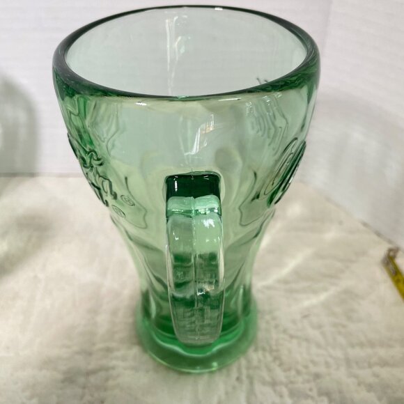 Set Of 4 Coca-Cola Embossed Heavy Green Glass Mugs With Handle Vintage Style 16 - Picture 5 of 11